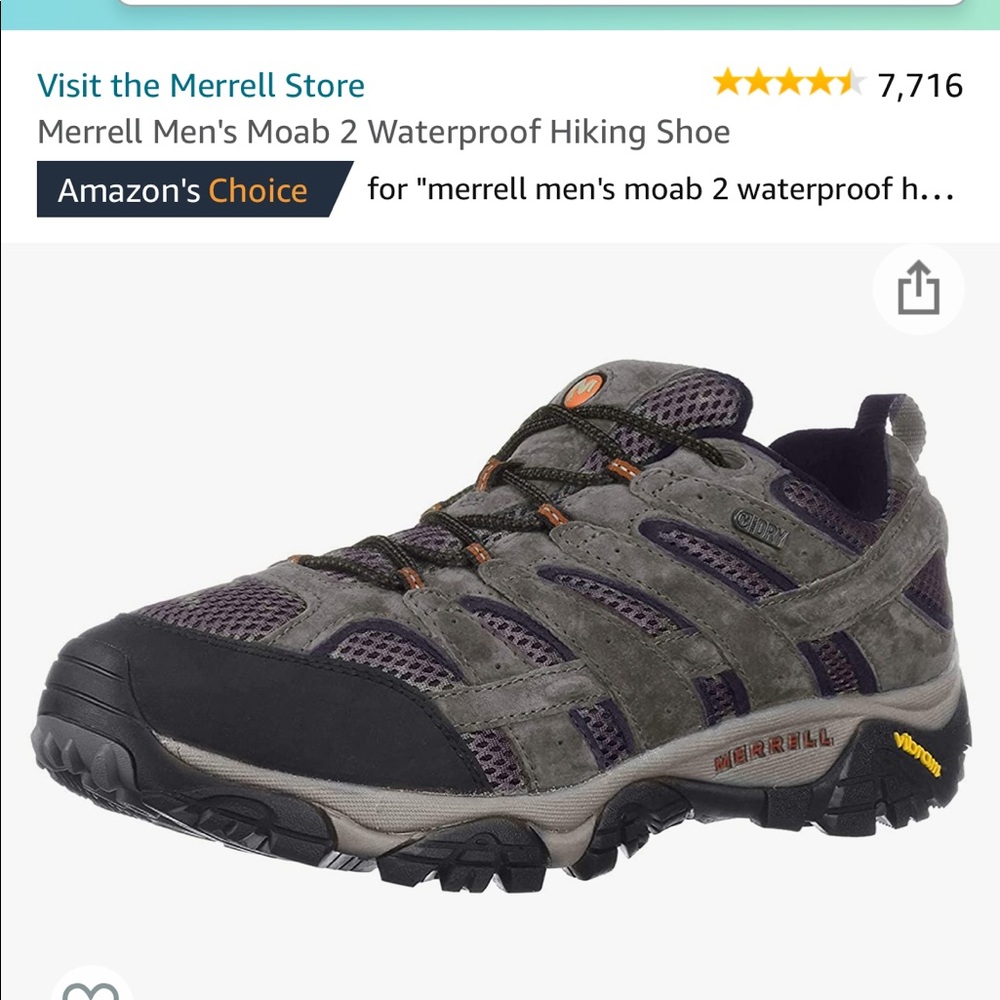 Merrell Men's Moab 2 Waterproof Hiking Shoe in Beluga size 10.5